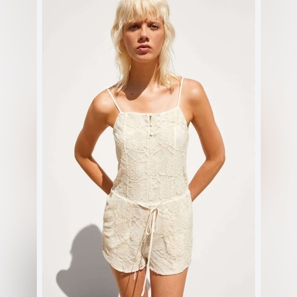 ZARA Lace Ramper Ecru Summer Jumpsuit New - Picture 11 of 11